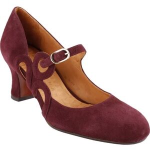 $425 Chie Mihara Burgundy Suede AIDA Mary Jane Heels (EU 38